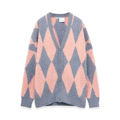 LOEWE x Howl's Moving Castle Diamonds Cardigan in Wool and Cashmere Blend "Lys/Salmon"