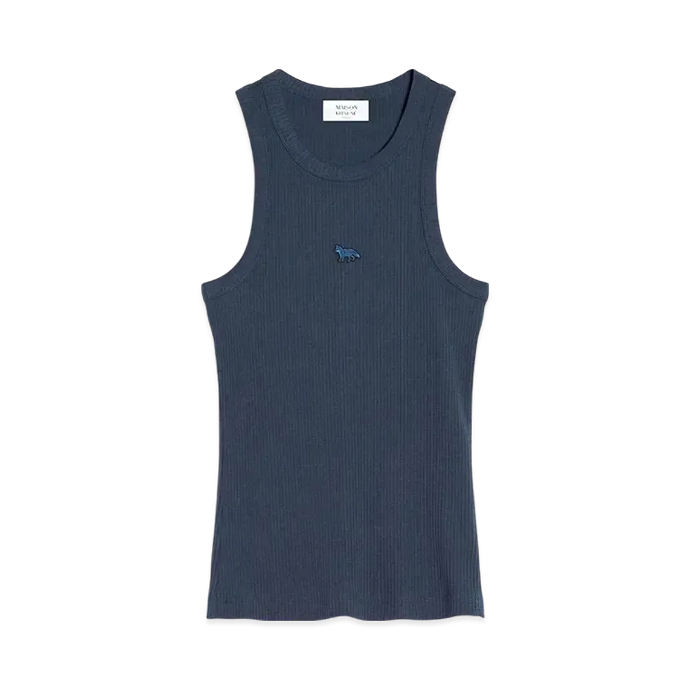 Maison Kitsune Baby Fox Patch Rib Tank Top "Ink Blue"