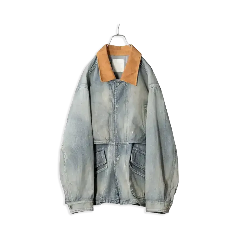 ANCELLM Aging Denim Half Jacket "Indigo"