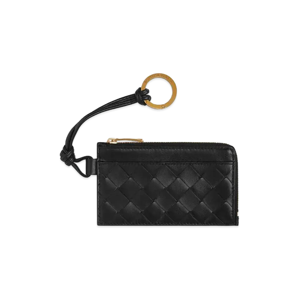 Bottega Veneta Intrecciato L-Zipped Card Case "Black"