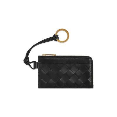 Bottega Veneta Intrecciato L-Zipped Card Case "Black"