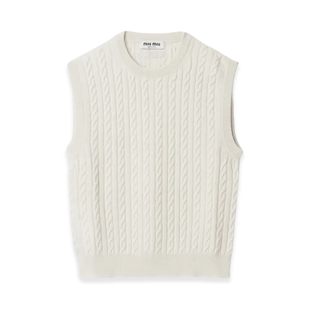 MIU MIU Women's Cashmere Knit Vest "Chalk White"