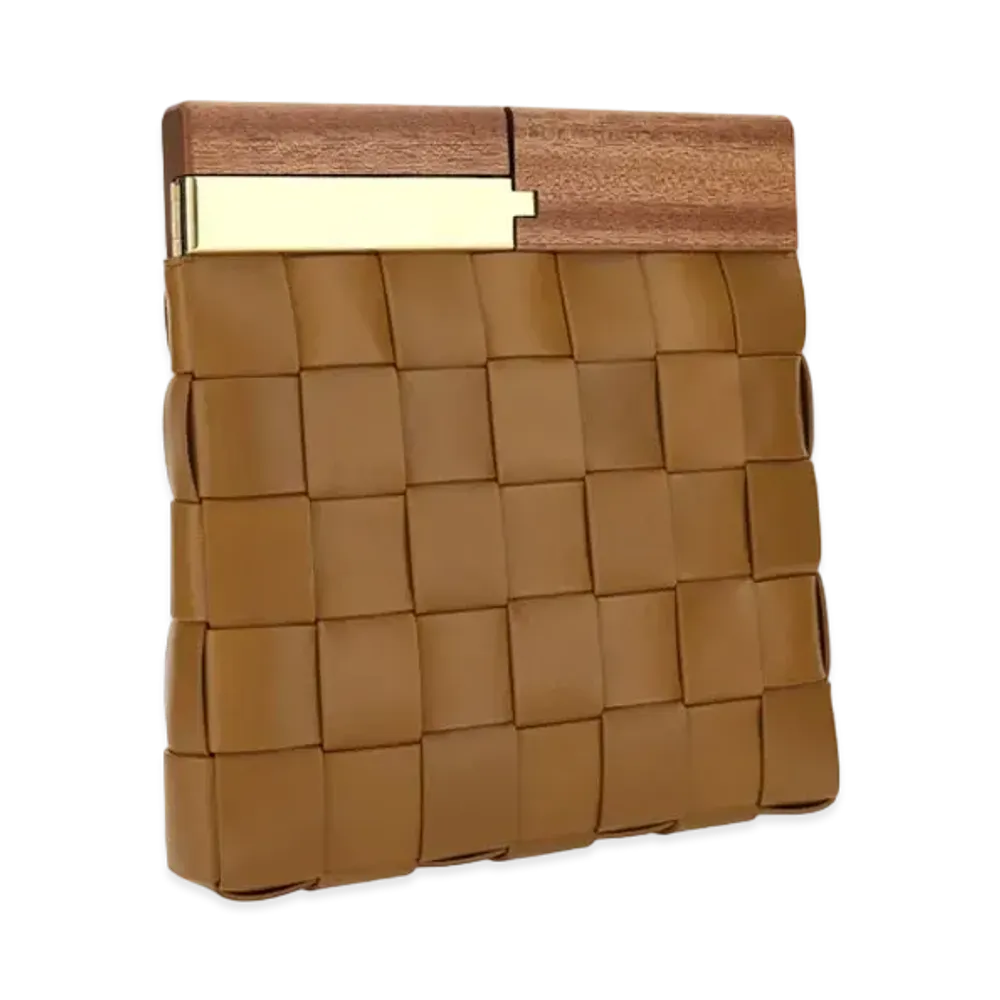 Bottega Veneta BV Snap Intrecciato leather Clutch Bag "Brown"