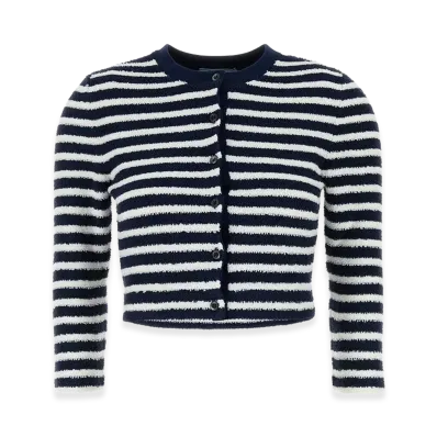 PRADA Women's Embroideboucle Cardigan "Stripped"