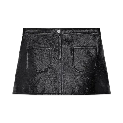 Courreges 2-Pocket Vinyl Mini Skirt "Black"