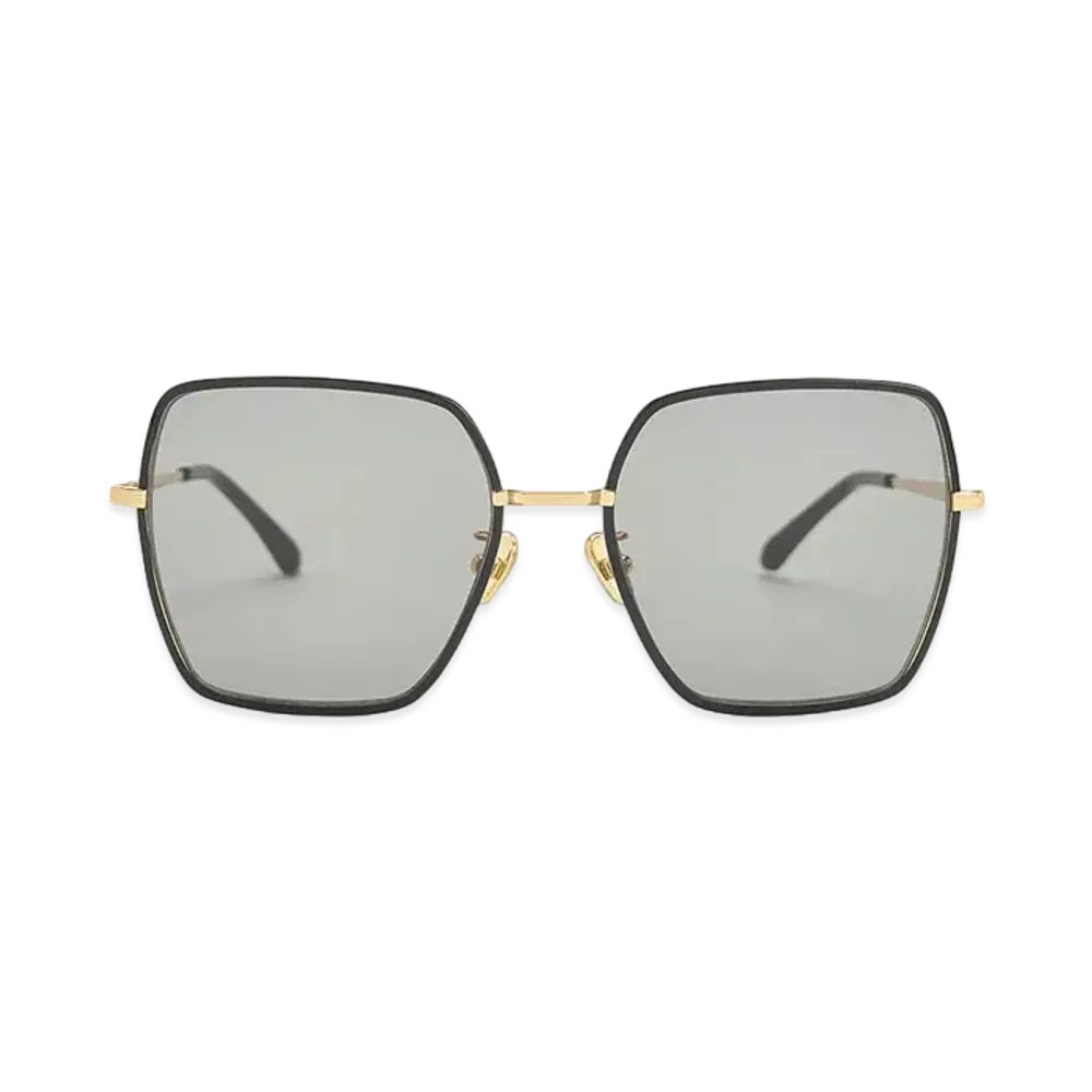 CHARLES & KEITH Recycled Acetate Tin-Rim Wide Square Sunglasses "Black"