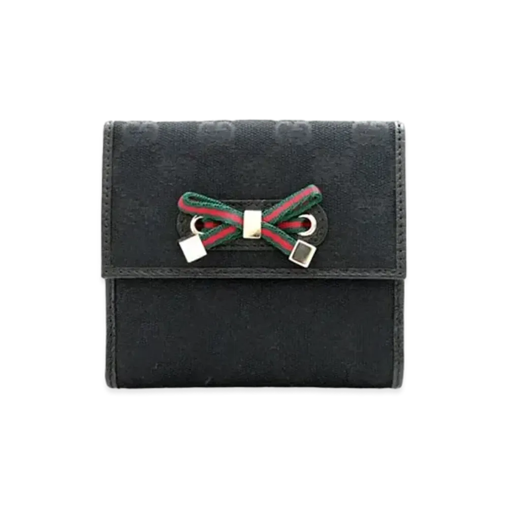GUCCI GG Canvas Princy Ribbon Wallet "Black"