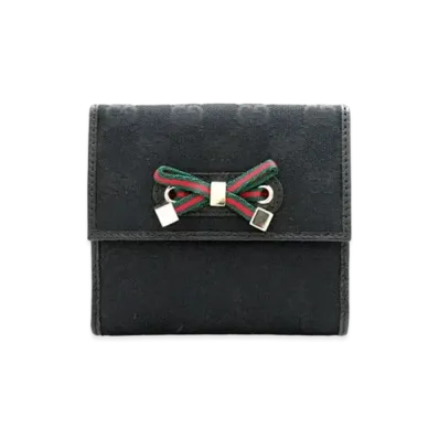GUCCI GG Canvas Princy Ribbon Wallet "Black"