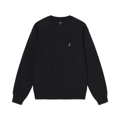 Stussy SWIRL EMBROIDERED CREW "Black"