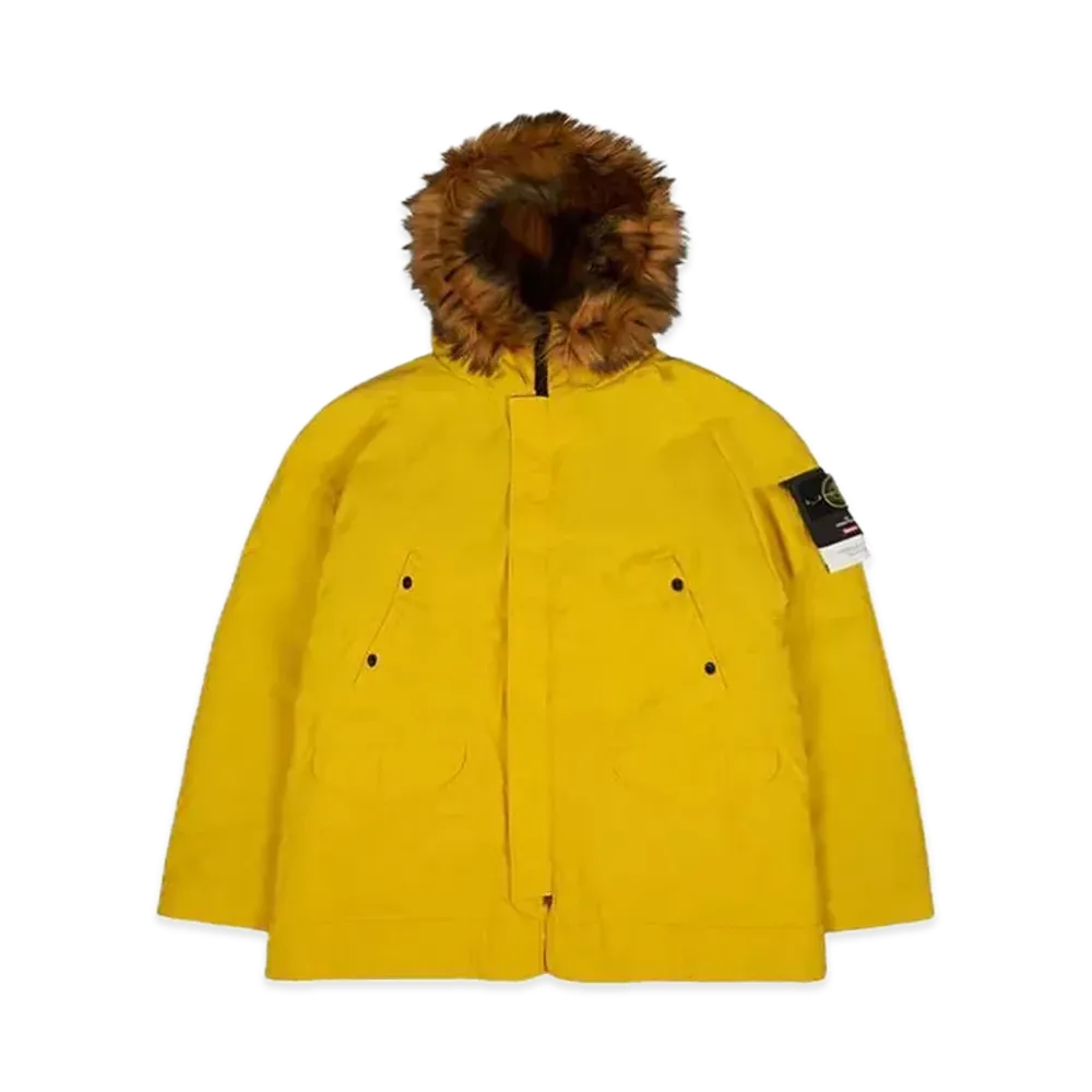 Supreme x Stone Island Formula Steel Reversible Faux Fur Parka "Yellow"
