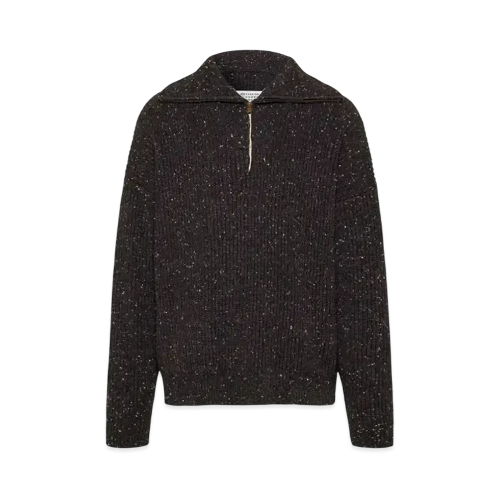 Maison Margiela Men's Shetland Wool Zip Sweatshirt "Charcoal"