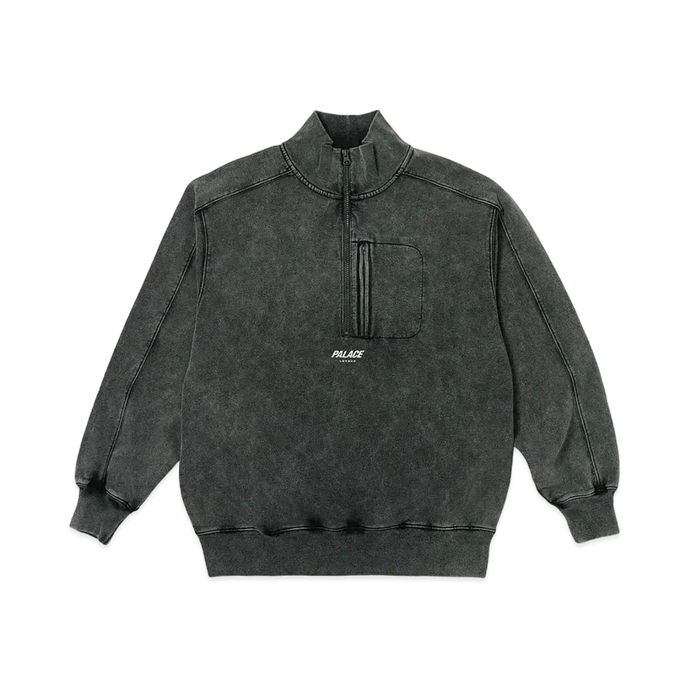 PALACE Washed Terry 1/2 Zip Funnel "Black"