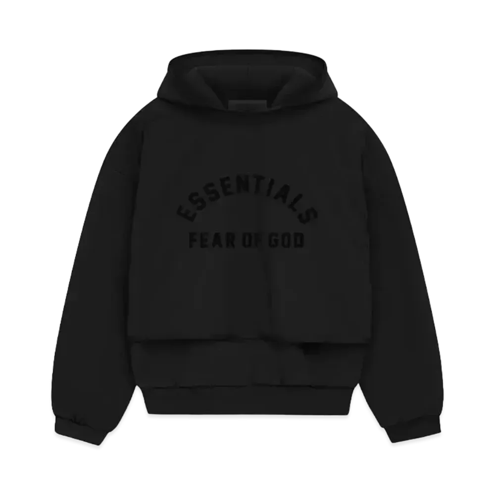 FEAR OF GOD ESSENTIALS Nylon Fleece Hooded Sweater "Jet Black"