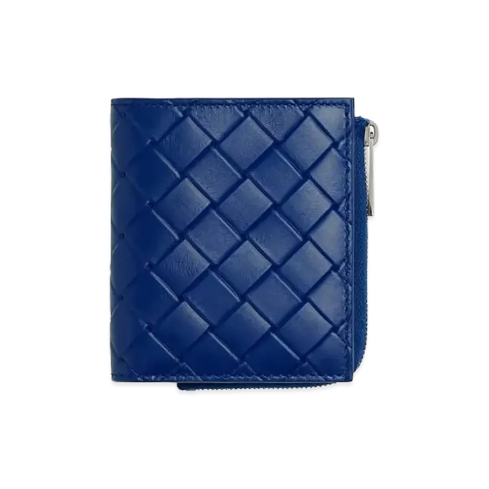 Bottega Veneta Intrecciato Stamp Bi-fold Wallet "Royal Blue"
