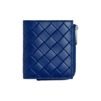 Bottega Veneta Intrecciato Stamp Bi-fold Wallet "Royal Blue"