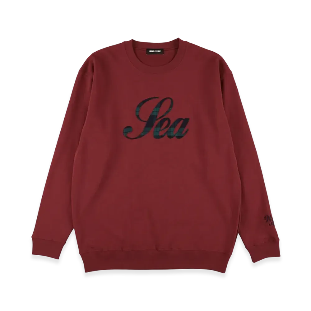 WIND AND SEA Script Crew Neck Sweatshirt "Burgundy"