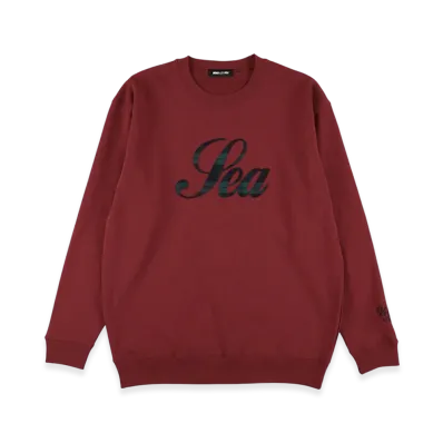 WIND AND SEA Script Crew Neck Sweatshirt "Burgundy"
