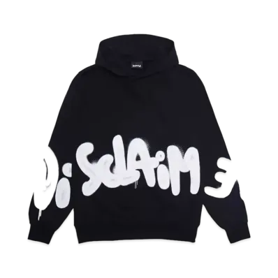 DISCLAIMER DIS MAGLIA UOMO CON CAPPUCCIO IN FEL "NERO/ST.BIANCA"