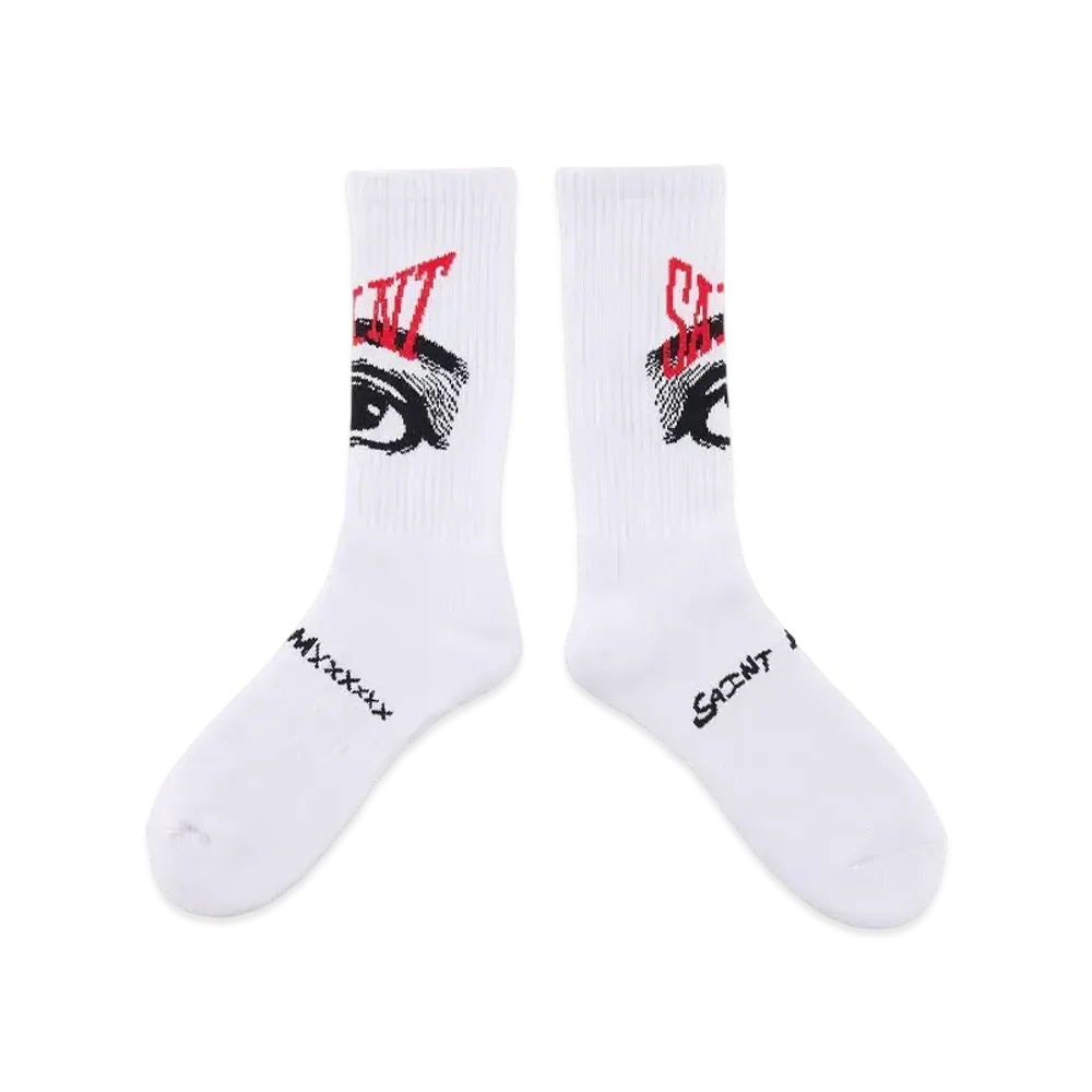 SAINT Mxxxxxx Socks_Eye "White" (24FW) SM-YS1-0000-100