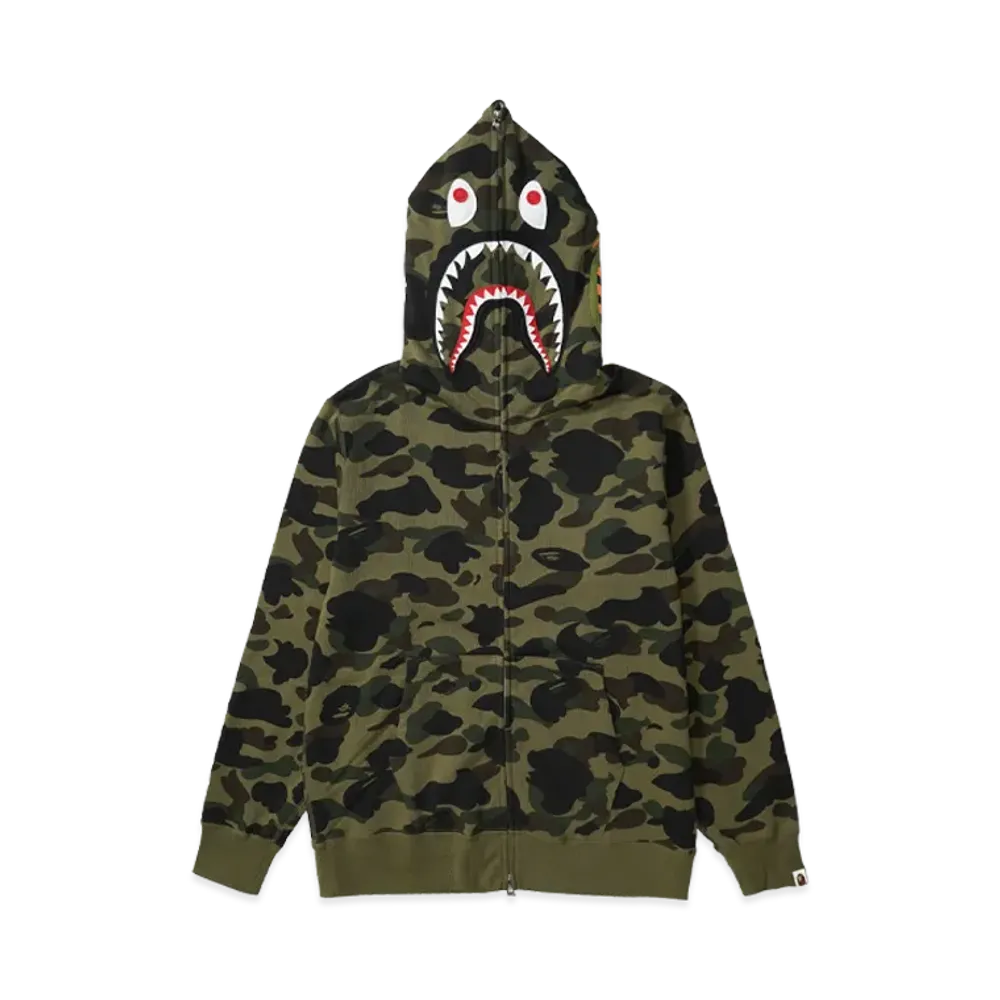 A BATHING APE 1St Camo Shark Full Zip Hoodie "Green"
