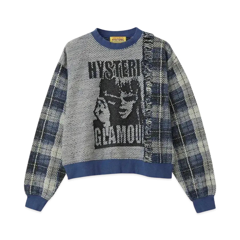 HYSTERIC GLAMOUR Maximum Rock Jacquard Short Sweatshirt "Navy"
