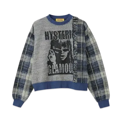 HYSTERIC GLAMOUR Maximum Rock Jacquard Short Sweatshirt "Navy"