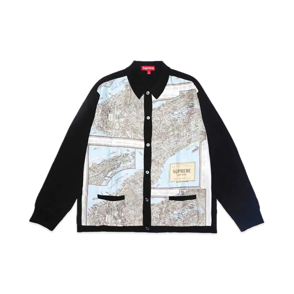 Supreme Silk Map Cardigan "Black"