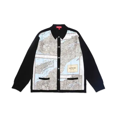 Supreme Silk Map Cardigan "Black"