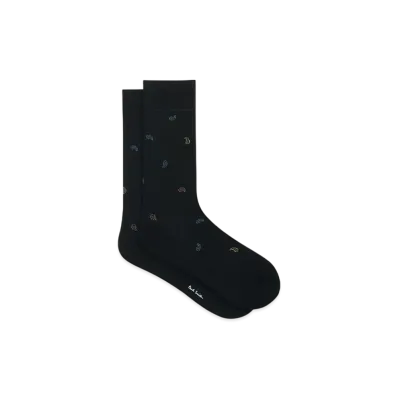 Paul Smith Small Paisley Socks "Black"
