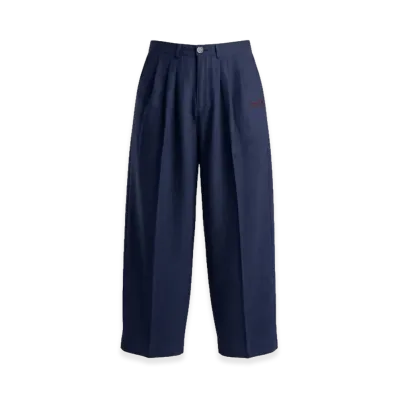 FEELS. Linen Two-Tucked Slacks "Navy"