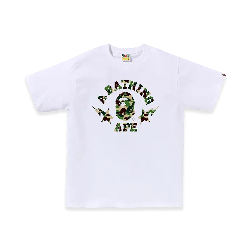 A BATHING APE Abc Camo Sta College Tee "White/Green"