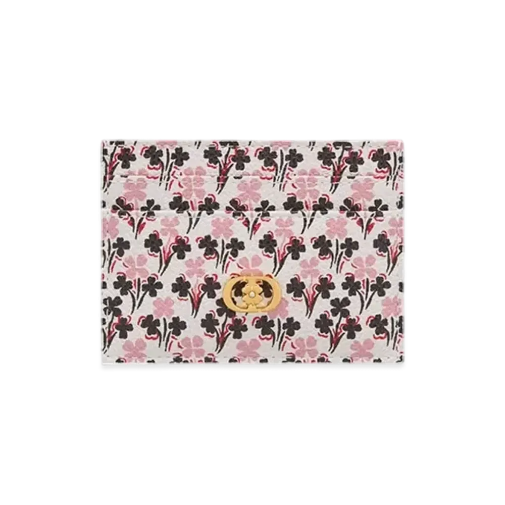 Dior Caro Freesia Card Holder Lucky Dior Clover Printed Calfskin Japan Exclusive "Ivory/Pink/Black"