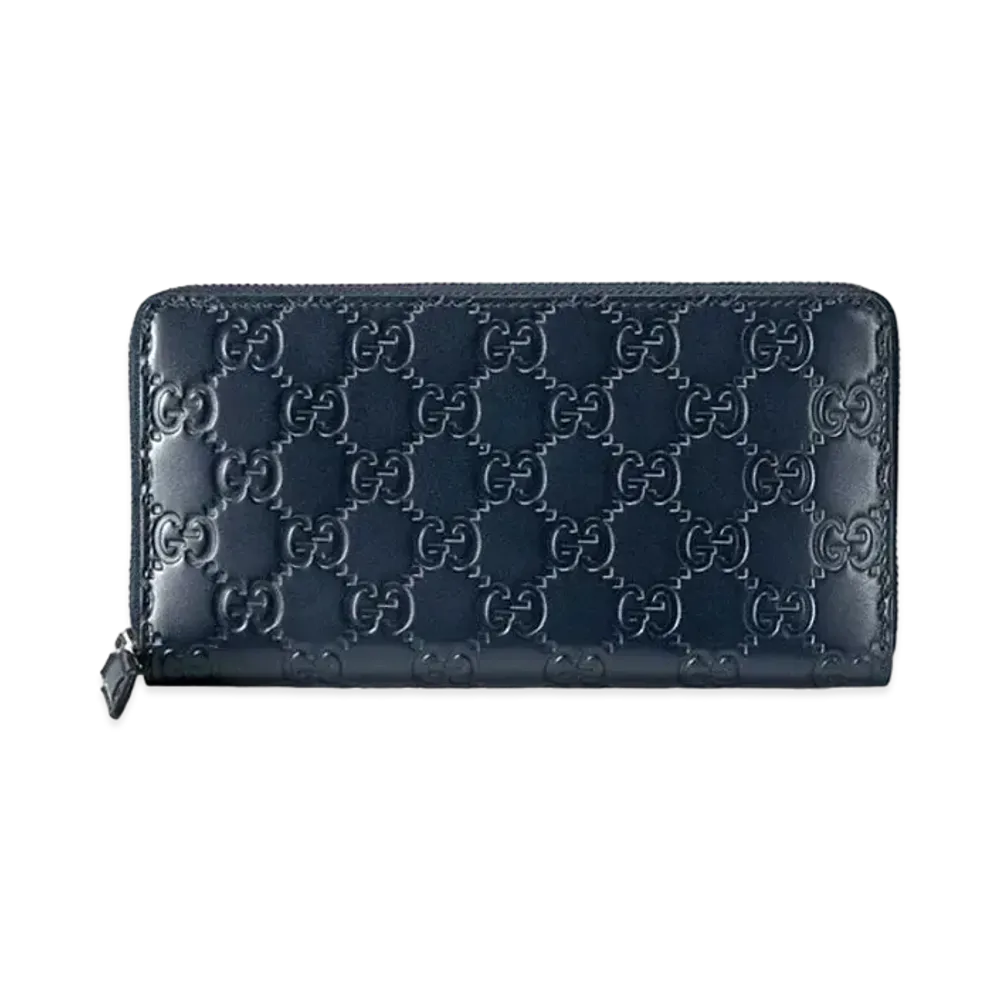 GUCCI Signature Avel Zip Around Wallet "Blue"