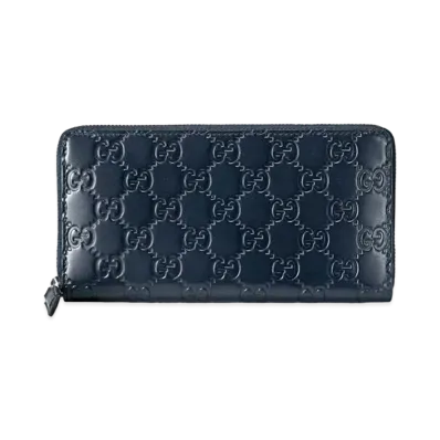 GUCCI Signature Avel Zip Around Wallet "Blue"