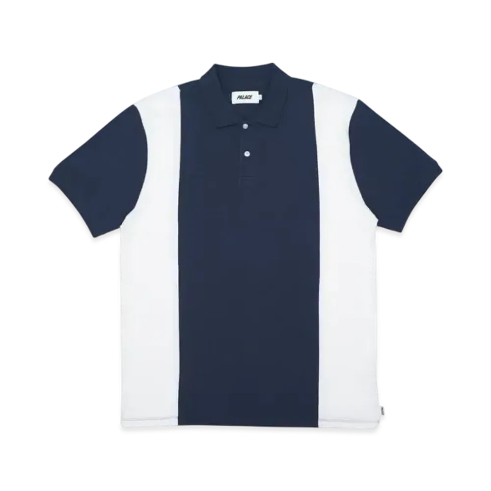 PALACE Stripe Panel Polo "Navy White"