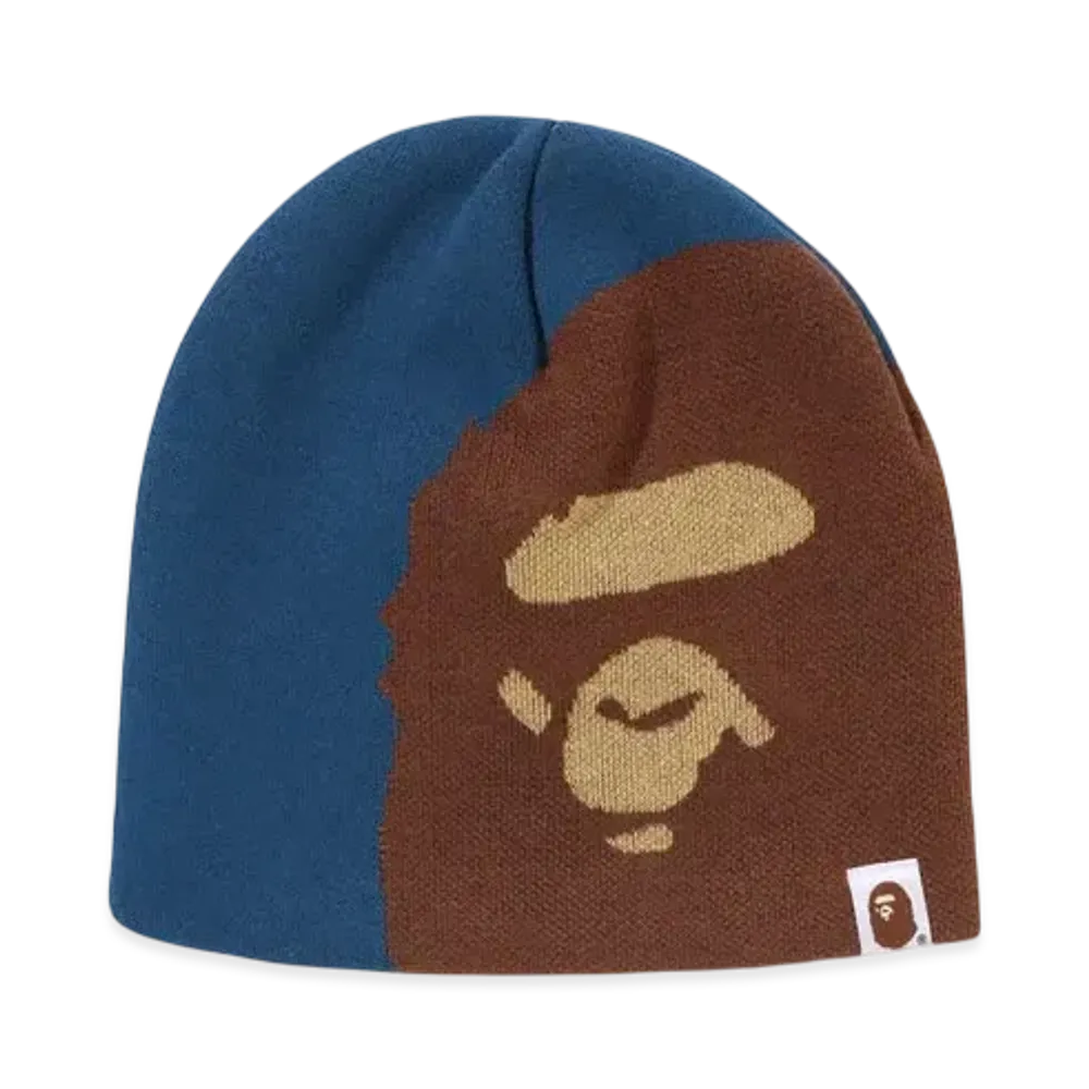 A BATHING APE Ape Head Knit Cap "Blue"