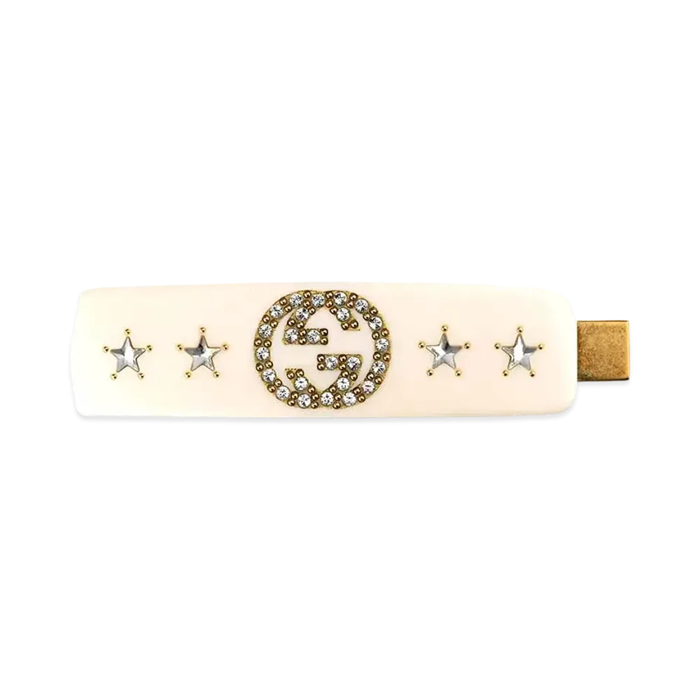 GUCCI Crystal Interlocking G Hair Clip