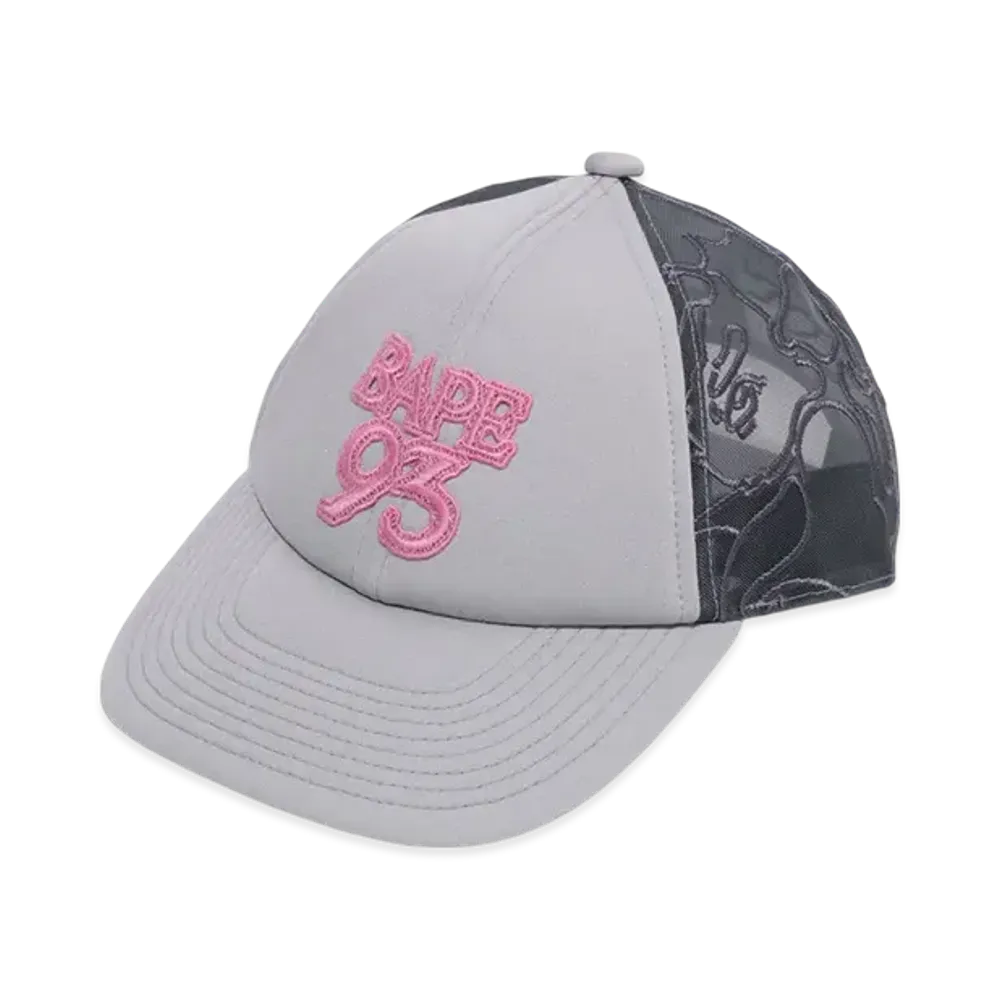 A BATHING APE Line Camo Jacquard Mesh Blocking Logo Cap "Gray"