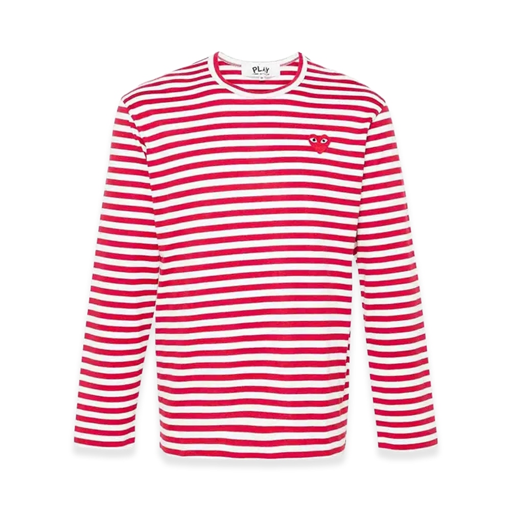 PLAY COMME des GARCONS Embroidered Cotton Long Sleeve T-Shirt "Red/White"