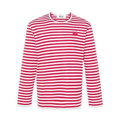 PLAY COMME des GARCONS Embroidered Cotton Long Sleeve T-Shirt "Red/White"