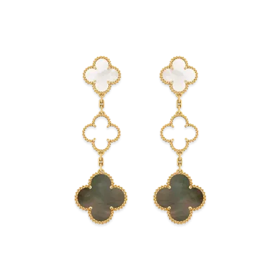 Van Cleef & Arpels Magic Alhambra earrings 3 motifs "18K Yellow gold/Onyx/Mother-of-pearl"