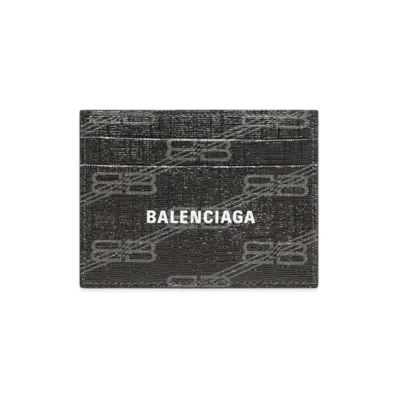 BALENCIAGA Signature Card Holder BB Monogram Coated Canvas "Black/Grey"