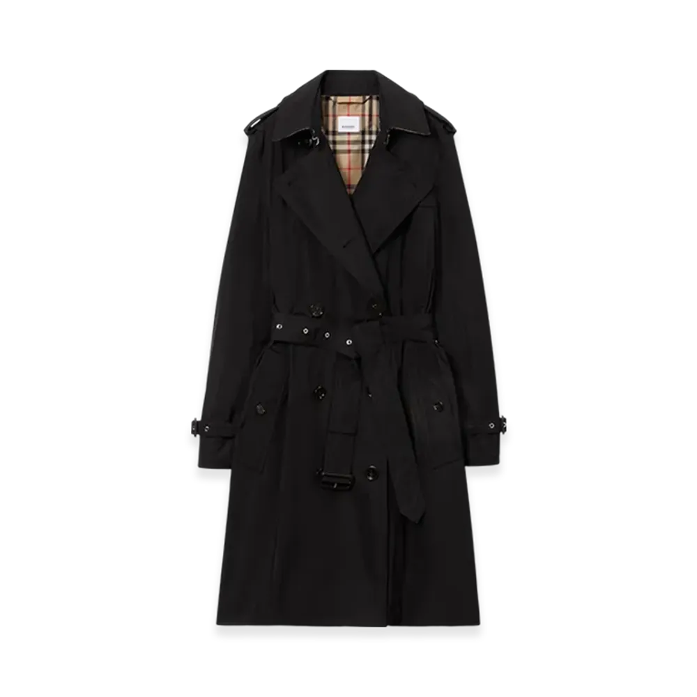 Burberry Mid-length Lightweight Kensington Trench Coat "Black"