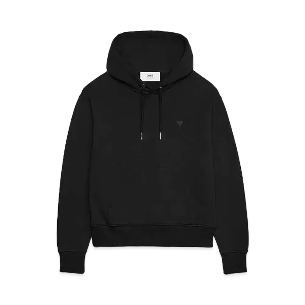 AMI PARIS Loop Back Organic Cotton Fleece Parka "Black"