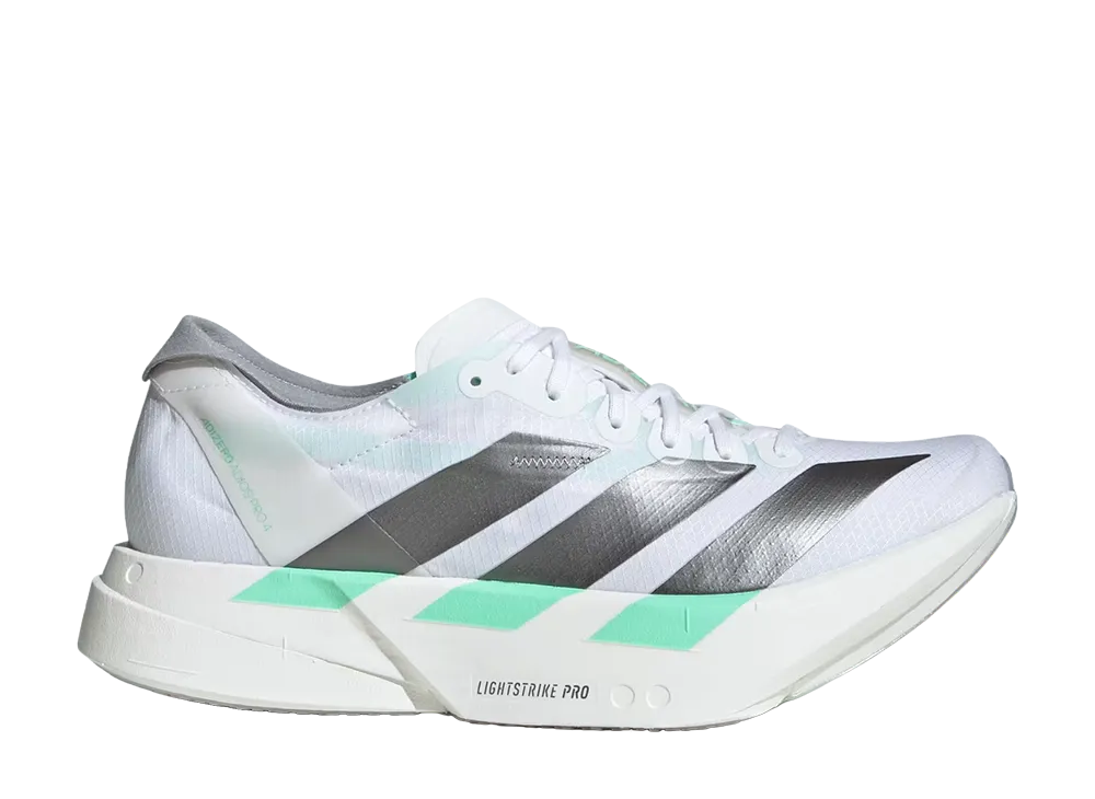 adidas Women's Adizero Adios Pro 4 "Cloud White/Iron Metallic/Pulse Mint"