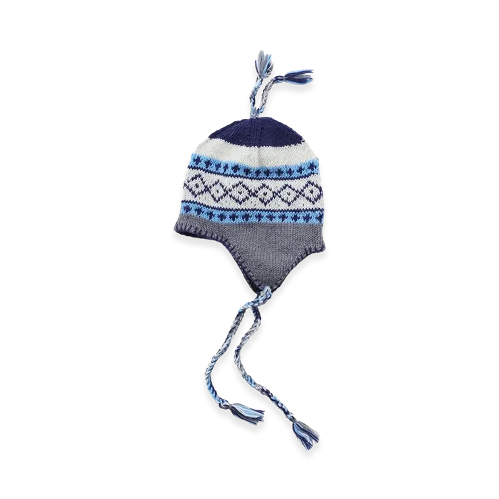 SEDAN ALL-PURPOSE Hand Knit Ear Flap Beanie "Off/Navy"