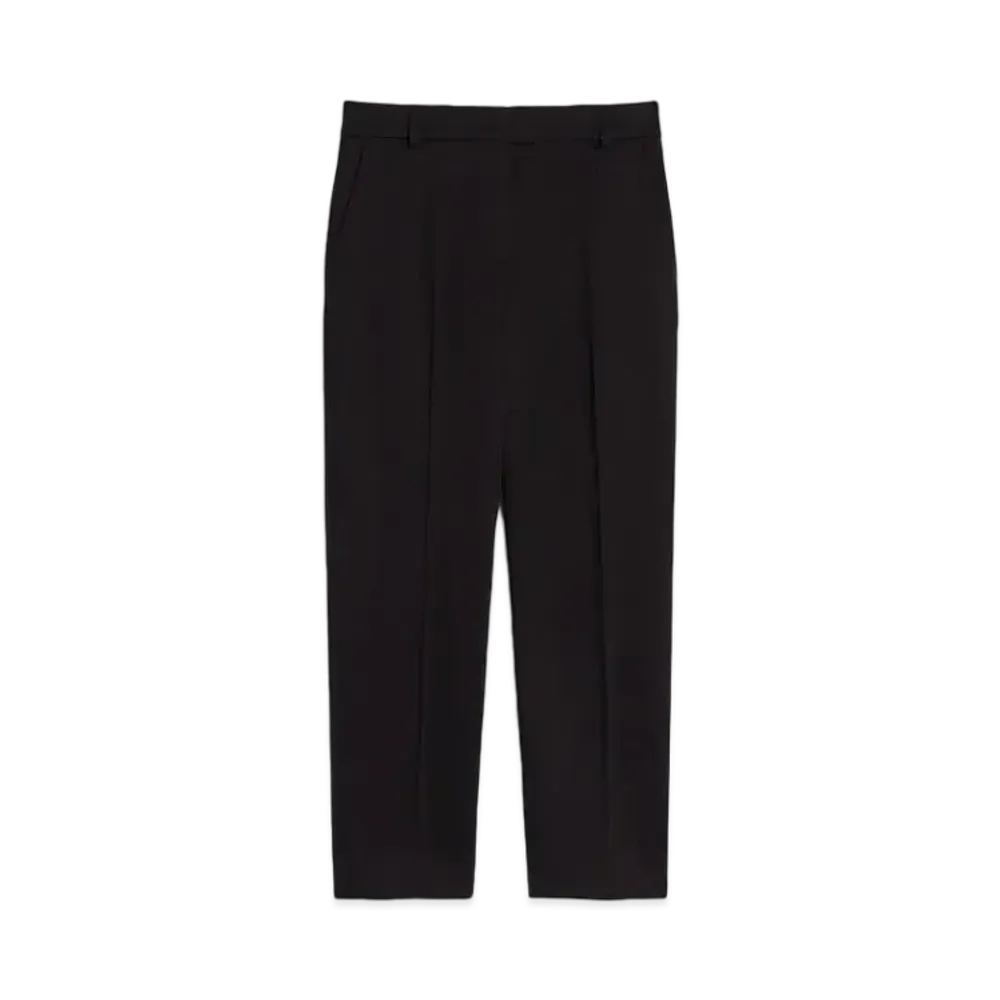 Max Mara Linche Cotton Satin Stretch Cropped Pants "Black"