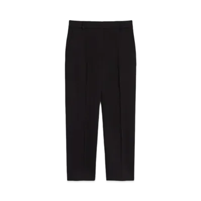 Max Mara Linche Cotton Satin Stretch Cropped Pants "Black"