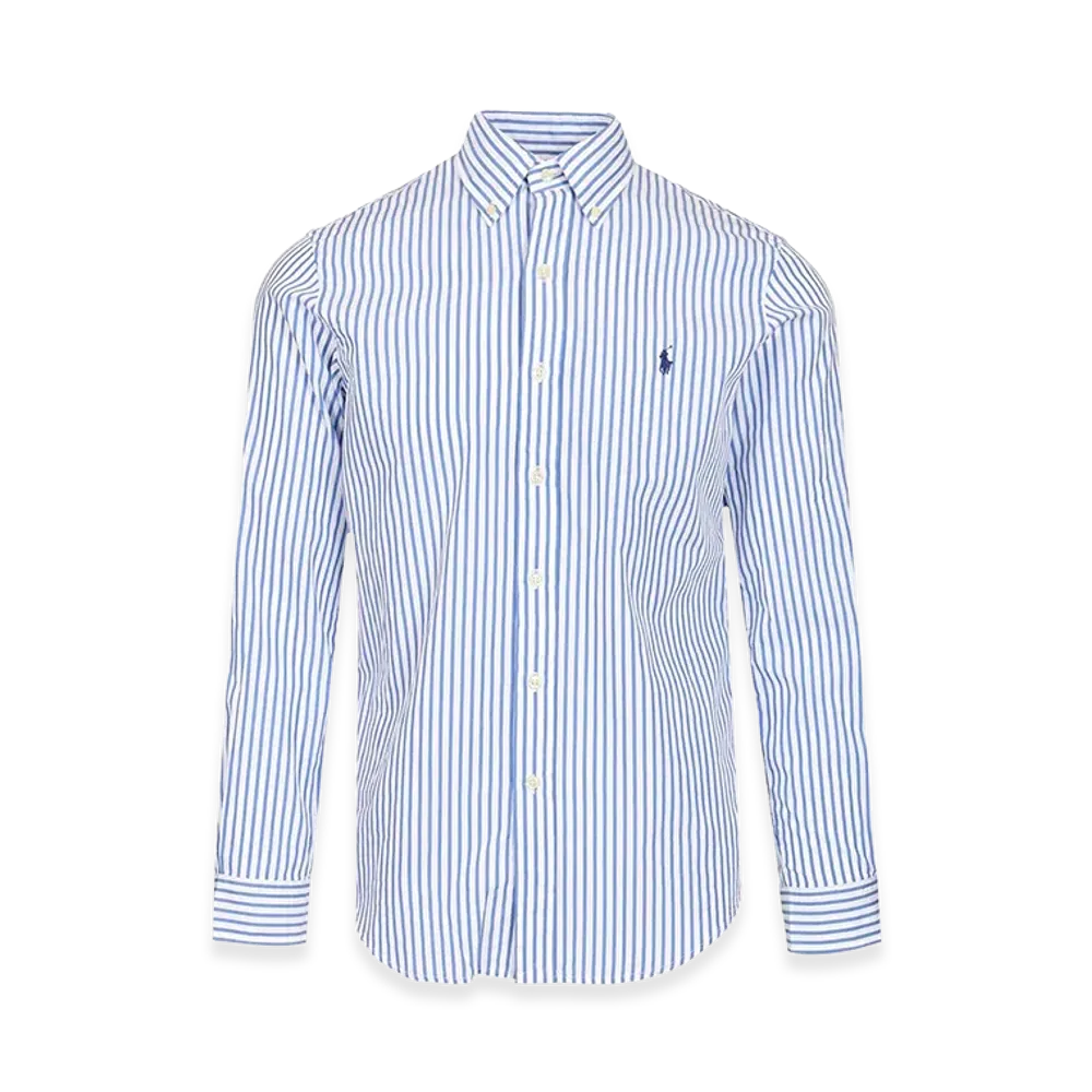 Polo Ralph Lauren Custom-Fit Striped Poplin Shirt "Light Blue"
