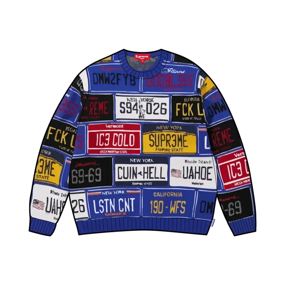 Supreme License Plate Sweater "Royal"
